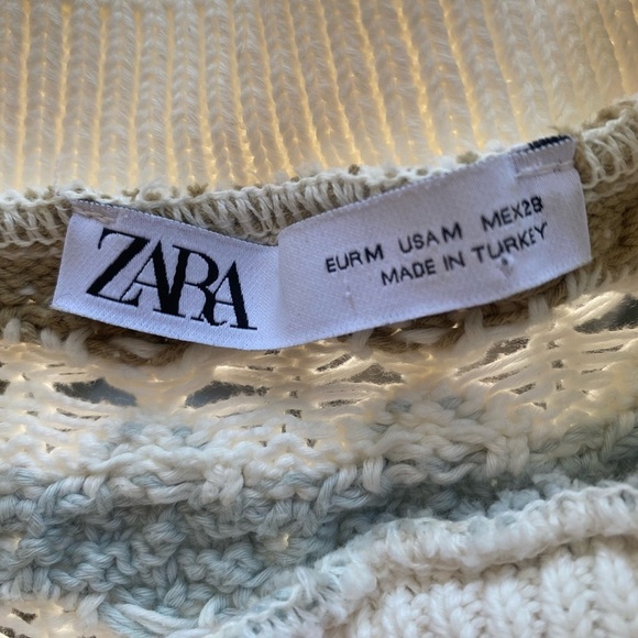 ZARA Women's Knit Cropped Vest Multicolor Cream Crochet Size M - Picture 4 of 4